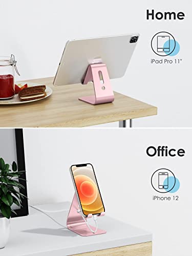 OMOTON C1 Upgraded Aluminum Cell Phone Stand for Desk, Durable Phone Dock - color: Rose Gold