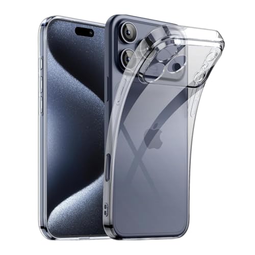 Transparent TPU Phone Case Compatible for iPhone 17 / iPhone 17 Pro, Slim Clear Cover with Anti-Yellowing Material and Raised Camera Bezel (iPhone 17)