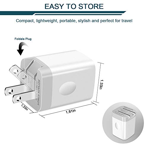 USB Wall Charger, Foldable Charger Adapter, AILKIN 2Pack 2.4Amp Dual Port - color: Wall Charger