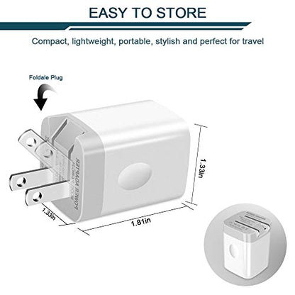 USB Wall Charger, Foldable Charger Adapter, AILKIN 2Pack 2.4Amp Dual Port - color: Wall Charger