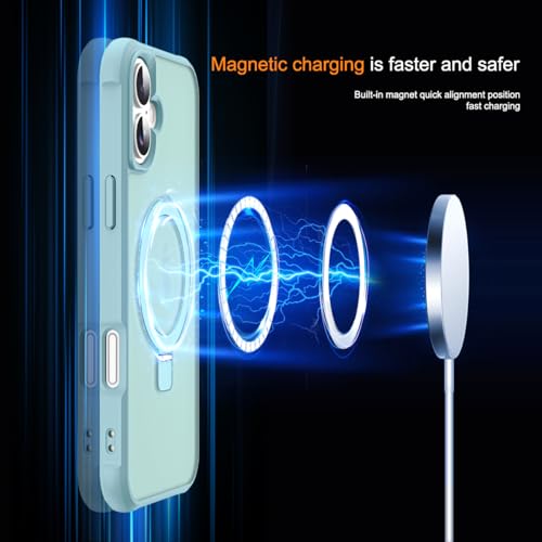 SKYLMW Compatible with iPhone 16 Plus Case with Stand,Blue | iPhone 16 Plus Phone Case 6.7",Magnetic Ring Stand,Compatible with MagSafe,Military-Grade Plustection,Great Grip Feeling - color: Blue, size: Iphone 16 Plus
