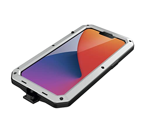 for iPhone 14 Case, 360 Full Body Protective Cover Heavy Duty Shockproof Tough Armour Aluminum Metal Case with Silicone Built-in Screen Protector for Apple iPhone 14 6.1 Inch - Silver - color: Silver