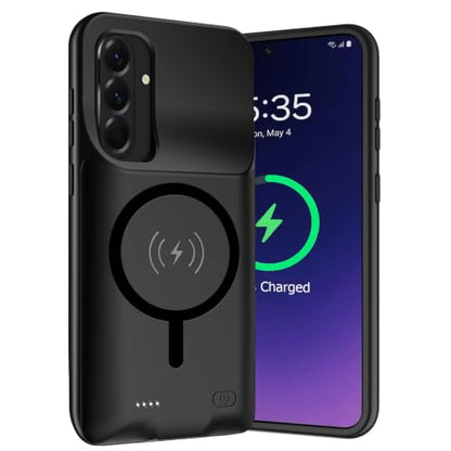 Battery Case for Galaxy A36/A37/A56,10000mAh Rechargeable Portable Charging Case with Wireless Charging Compatible for Galaxy A36/A56 (6.7 inch) with Carplay Extended Battery Pack Charger Case (Black) - size: Galaxy A36/A37/A56