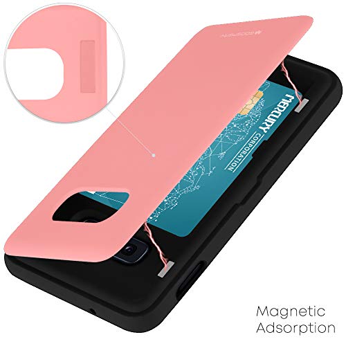 GOOSPERY Magnetic Door Bumper Compatible with Galaxy S10e, Card Holder Wallet Case Easy Magnet Auto Closing Protective Dual Layer Sturdy Phone Back Cover - Pink - color: Pink, size: Galaxy S10E