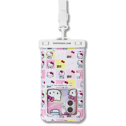 Sonix x Sanrio Waterproof Phone Pouch - Floating Phone Case Dry Bag w/Crossbody Lanyard - Beach Cruise Travel Essentials - Compatible w/All Devices, Touchscreen Friendly | Hello Kitty Grid - color: Hello Kitty Grid