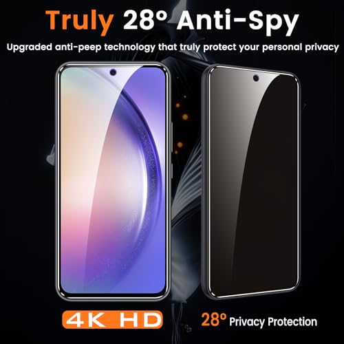 3+3 Pack for Samsung Galaxy A54 5G Privacy Screen Protector with Camera Lens Protector, Anti-Spy Tempered Glass Film, 9H Hardness, Anti-Scratch, Touch Sensitive - size: Galaxy A54