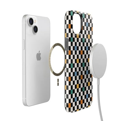 Casely iPhone 14 Plus Case | Old Skool | Retro Checkerboard | Compatible with MagSafe | Classic Ultra Slim Design - color: Old Skool | Retro Checkerboard