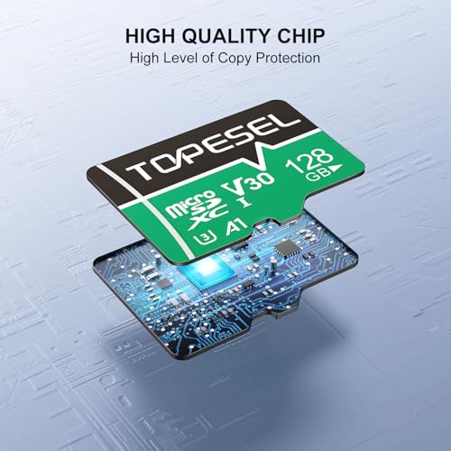 TOPESEL 128GB Micro SD Card 2 Pack with Adapter, High Speed TF Card, Memory Card microSDXC for Camera, Smartphone, Tablet, Dash Cam, Drone, UHS-I, U3, A1, 4K UHD, V30(128GB 2Pack) - color: 128GB x2