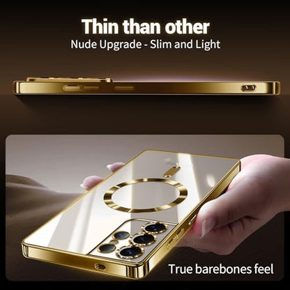 Hurgoer for Samsung Galaxy S21 Ultra Case.Soft TPU Electroplated Frame Cover with Clear Back.Drop Tested Protective Full Body Case.Thin Light Slim【Not Magsafe】 (Gold, S21 Ultra) - color: Gold, size: S21 Ultra