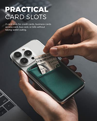 VULKIT Phone Card Holder Slim Elastic Adhesive Phone Wallet Credit Card Sleeves Sticker for Back of Smartphone(Green) - color: Green
