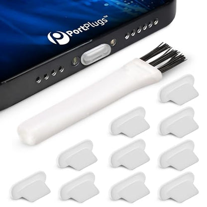Lightning Dust Plugs 10 Pack, Low Profile Design with Cleaning Brush, Clear - color: Clear
