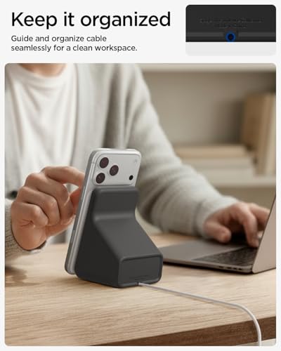 Spigen for MagSafe Charger (25W) Stand Holder Case Nightstand MagFit - color: Black, size: MagFit