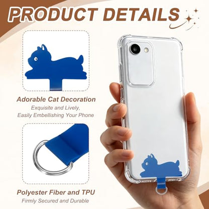 uxcell Phone Tether Tab Universal Cat Phone Lanyard Case Patch - color: Blue