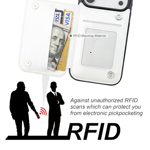 ONETOP for iPhone 18/17 Pro Wallet Case with Credit Card Holder,White - color: White