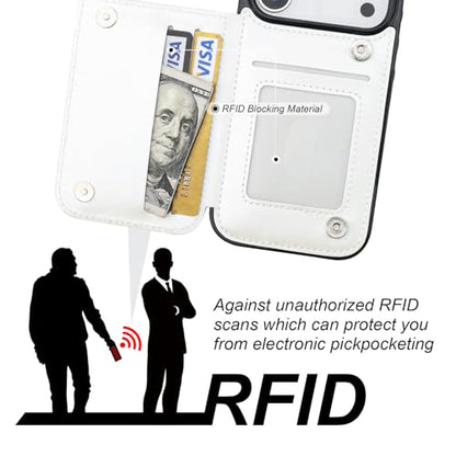 ONETOP for iPhone 18/17 Pro Wallet Case with Credit Card Holder,White - color: White