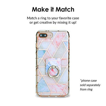 Velvet Caviar Cell Phone Ring Holder - Finger Ring & Stand - Improves Phone Grip Compatible with iPhone, Galaxy and Most Cases (Except Silicone/Leather) - Geometric Marble - color: Geometric Marble
