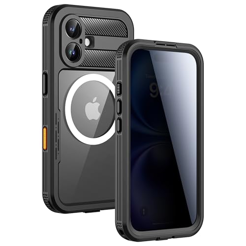 Lanhiem Magnetic for iPhone 16 Waterproof Case, Built-in Privacy Screen Protector, Compatible with MagSafe, Anti-Spy Full Body Phone Case for iPhone 16 6.1", Black - color: Anti-Spy Black, size: for iPhone 16