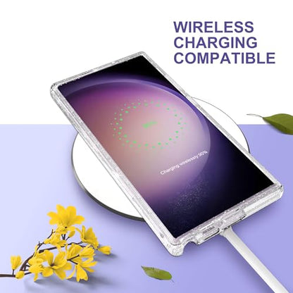 ULAK Compatible with Samsung Galaxy S23 Ultra 5G Case, Heavy Duty Shockproof Hybrid Soft TPU Bumper Drop Protection Transparent Phone Case for Galaxy S23 Ultra 5G 6.8 inch - Clear Glitter - color: Glitter