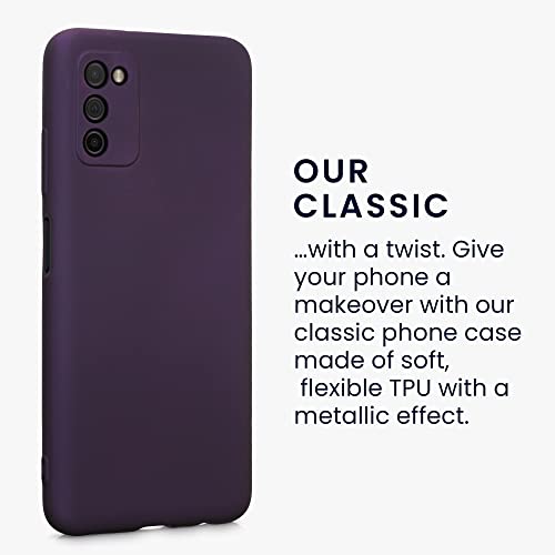 kwmobile Case Compatible with Samsung Galaxy A03s Case - Soft Slim Metallic TPU Silicone Cover - Metallic Berry - color: metallic berry