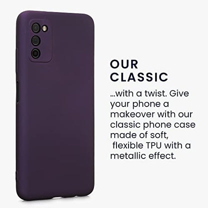kwmobile Case Compatible with Samsung Galaxy A03s Case - Soft Slim Metallic TPU Silicone Cover - Metallic Berry - color: metallic berry