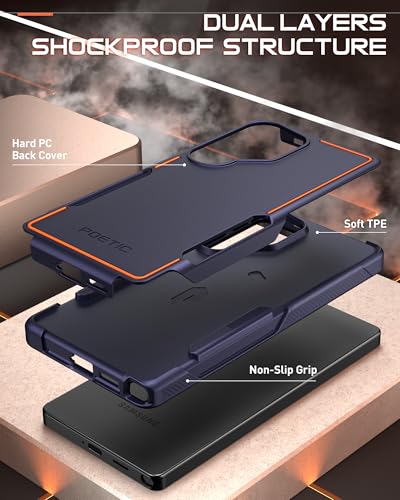 Poetic Neon Case for Samsung Galaxy S25 Ultra 5G, Dual Layer Heavy Duty Rugged Lightweight Slim Shockproof Protective Cover Phone Case, Navy Blue - color: Navy Blue