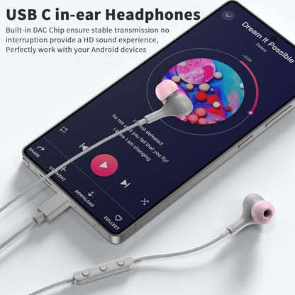 USB C Headphones Wired Earbuds for iPhone 18Pro Max 17 16 15,Grey - color: Grey
