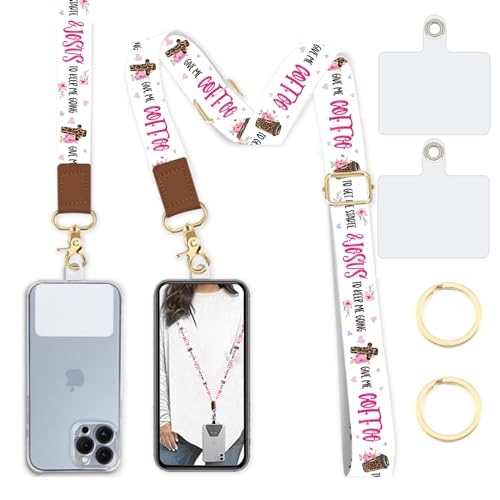 Phone Lanyard Wrist Strap Crossbody Adjustable, Cell Phone Lanyard for Around The Neck Shoulder Wristlet Strap - color: Coffee and Jesus