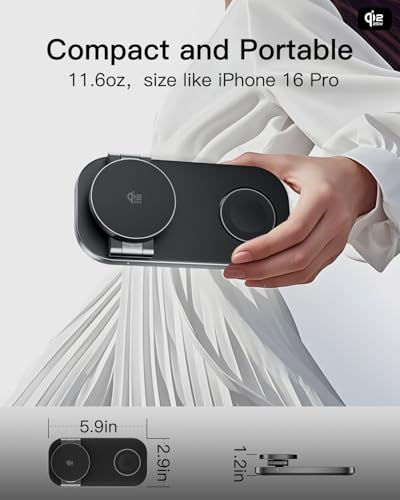 3-in-1 Charging Station for Apple Device, Qi2 25W Certified Magnetic Wireless Fast Charger Stand Compatible with MagSafe for iPhone 18/17/16/15/14/13/12/Air/Duo Series, Apple Watch & AirPods - color: MatteBlack