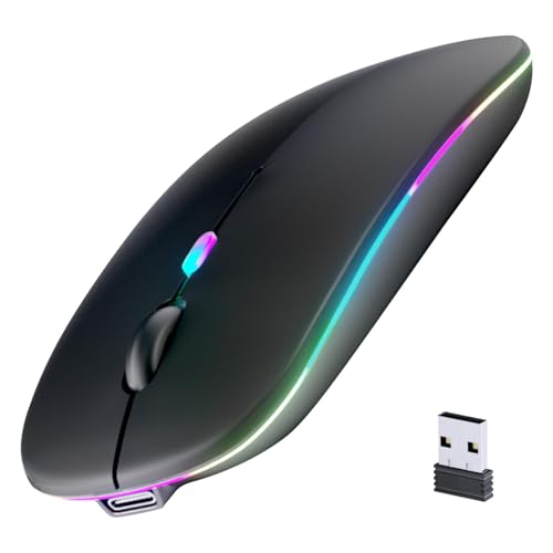 Afaartcci Rechargeable Wireless Mouse, Silent Bluetooth Mouse (Black) - color: Black