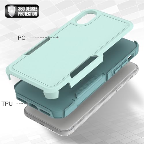 for iPhone X/iPhone Xs Case: Dual Layer Protective Heavy Duty Cell Phone Case Shockproof Rugged Bumper Tough with Screen Protector - Military Grade Drop Tested for Appple iPhone X/iPhone Xs, Green - color: Mint Green (PC) + Mint Green (TPU)