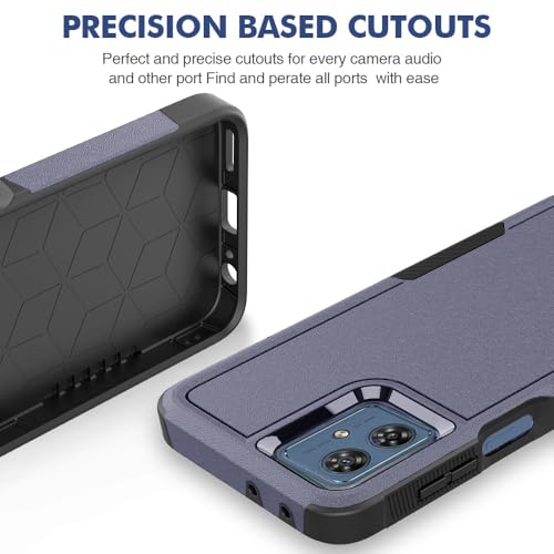for Moto G54 Case Dual Layer Hard Shockproof Protective Case with Tempered Glass Screen Protector Heavy Duty Hybrid Full Body Anti-Scratch Anti-Slip Phone Cover Deep Blue - color: Moto G54 - Deep Blue