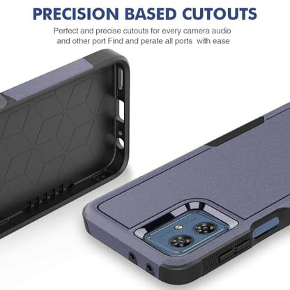 for Moto G54 Case Dual Layer Hard Shockproof Protective Case with Tempered Glass Screen Protector Heavy Duty Hybrid Full Body Anti-Scratch Anti-Slip Phone Cover Deep Blue - color: Moto G54 - Deep Blue