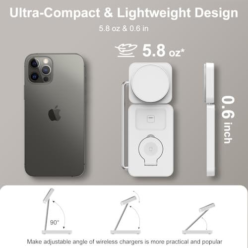 3 in 1 Wireless Charging Station, PD20W Foldable Magnetic Wireless Charger for Apple Devices iPhone 12-16 Series Apple Watch AirPods Pro (White)