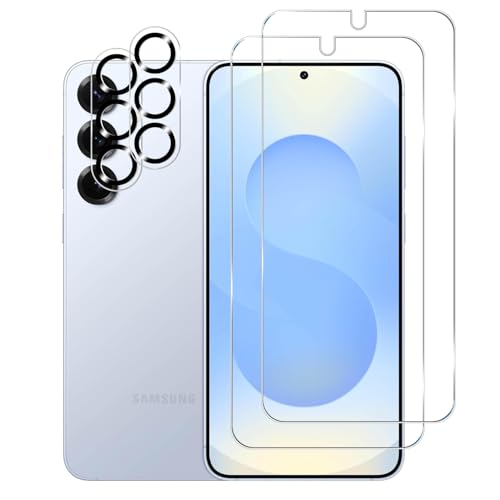 BIGFACE Galaxy S25 Tempered Glass Screen Protector + Camera Lens Protector [ 2 + 2 Pack ][Case Friendly] [Anti-Scratch] [Ultrasonic Fingerprint Unlock] Clear HD Protective Film for Samsung Galaxy S25 - size: Galaxy s25(6.2")