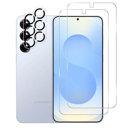 BIGFACE Galaxy S25 Tempered Glass Screen Protector + Camera Lens Protector [ 2 + 2 Pack ][Case Friendly] [Anti-Scratch] [Ultrasonic Fingerprint Unlock] Clear HD Protective Film for Samsung Galaxy S25 - size: Galaxy s25(6.2")