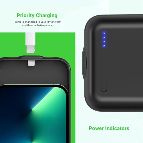 13800mAh High Capacity Battery Case for iPhone 14, for iPhone 13, 13 Pro (6.1 inch), 2026 Upgraded Battery Pack Rechargeable Charger External Charging Case w/Tempered Glass Screen Protector Black - size: iPhone 14，13,13 Pro