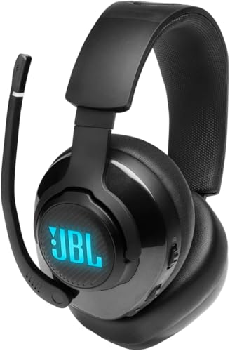 JBL Quantum 400 - Wired over-ear gaming headset with game-chat balance dial, JBL QuantumSURROUND and DTS, Voice focus directional flip-up mic and memory foam ear cushions (Black) - size: One Size