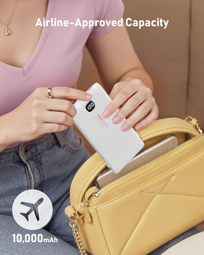 VEEKTOMX Portable Charger with Built-in Cables and AC Wall Plug, 10000mAh