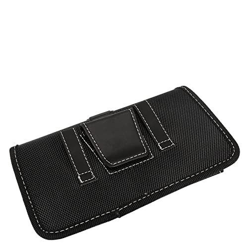 Nylon Cellphone Holster for Cricket magic 5g,icon 5,Ovation 3,Motivate Max,Nokia c110,TCL ion x,ion v, S22/Note20 Ultra-Horizontal Case Canvas Waist Carrying Pouch with Belt Clip/Loops,Black - size: Large