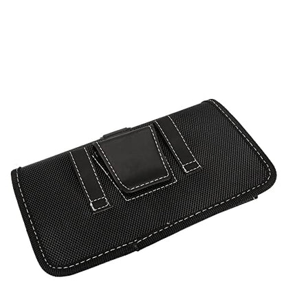 Nylon Cellphone Holster for Cricket magic 5g,icon 5,Ovation 3,Motivate Max,Nokia c110,TCL ion x,ion v, S22/Note20 Ultra-Horizontal Case Canvas Waist Carrying Pouch with Belt Clip/Loops,Black - size: Large