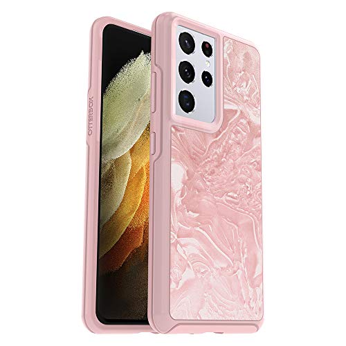 OtterBox Symmetry Clear Series Case for Galaxy S21 Ultra 5G (ONLY - Does NOT FIT Non-Plus Or Plus Sizes) - Shell Shocked (Pink Interference/Iridescent Pink/Shell-Shocked Graphic) - color: Clear / Pink