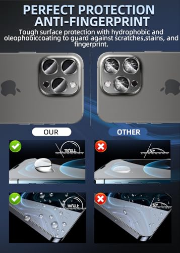 ZXZone for iPhone 16 Pro/iPhone 16 Pro Max Camera Lens Protector, Strong Adhesion Aluminum alloy & Sapphire Glass material [Drop Protection] 9H Tempered Glass Camera Cover screen Metal Ring Case Friendly Scratch Resistant Easy to Install (Grey) - color: G