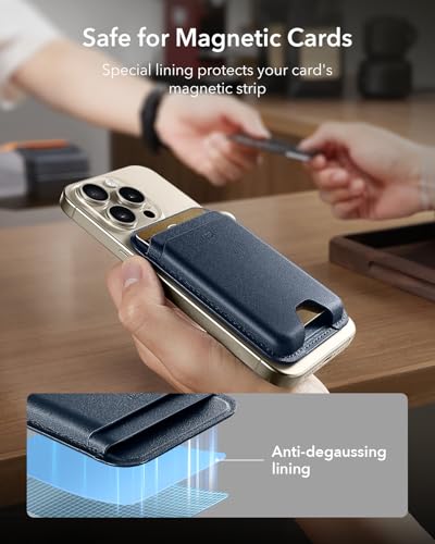 ESR for MagSafe Wallet, 5 Card Holder for Phone Case, RFID Blocking | MagSafe Sticker Included, Slim Magnetic Wallet for iPhone 17 Pro Max 17e 16 15 14 13 12 Series, Selected Samsung Galaxy, Blue - color: Dark Blue