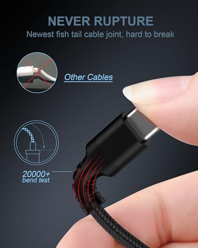 iPhone 17e 17 Pro Max Charger Cable Fast Charging, Android Charging Cable - color: 2Pack-Black, White, size: 6FT, style: USB C to USB C