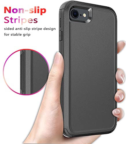 Diverbox Designed for iPhone SE case with Screen Protector Heavy Duty Shockproof Shock-Resistant Cases for Apple iPhone se Phone 2022/2020 Release - Black - color: Black