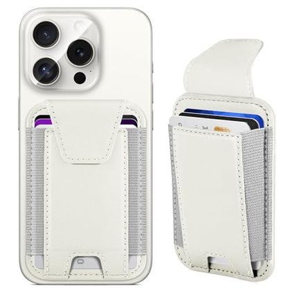 Miroddi for MagSafe Wallet with Privacy Flap, Strongest Magnetic Wallet | 7 Cards Holder, RFID Blocking, Leather Magnetic Phone Wallet for iPhone 17/16/15/14/13/12 Series and Pixel 10, Creamy white - color: Creamy white