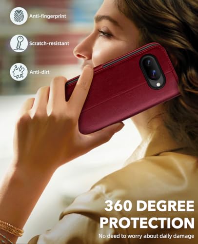 OCASE Compatible with Google Pixel 10a Wallet Case, PU Leather Flip Folio Case with Card Holders RFID Blocking Kickstand [Shockproof TPU Inner Shell] Phone Cover 2026, Red - color: Red