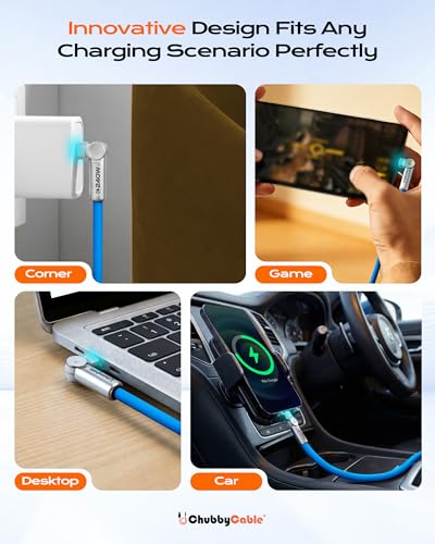 chubbycable RotateX 240W 180° Rotating USB C to USB C Cable, Blue, 3.3ft - color: Blue, size: 3.3ft (1m)