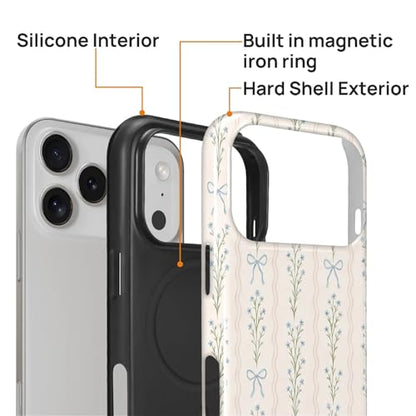 Magnetic for iPhone 17 Pro Case,[Compatible with Magsafe] Dual Layer Protective Heavy Duty Shockproof Rugged Drop Protection Bumper Hybrid Case - Blue Bow Stripes - color: Blue Bow Stripes, size: iPhone 17 Pro