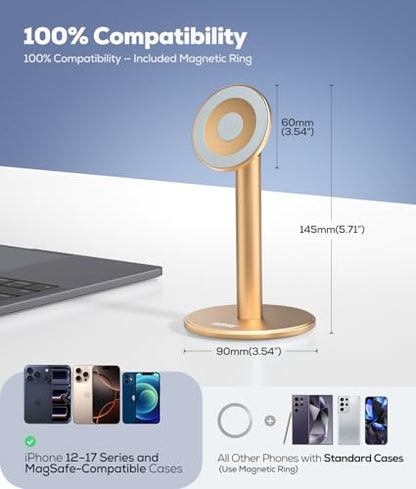 Nulaxy Magnetic Full Aluminum Cell Phone Stand with 360 Rotating, Gold - color: F-Gold